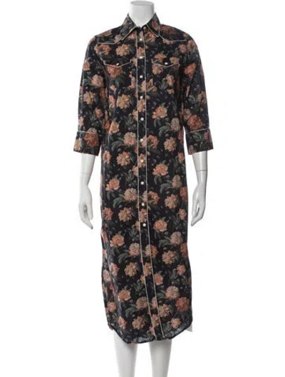 Pre-owned R13 Floral Print Long Dress In Grey