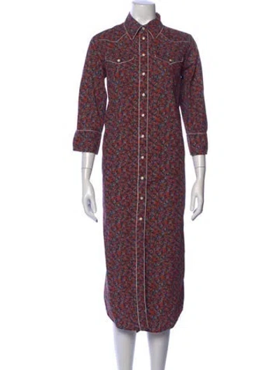 Pre-owned R13 Floral Print Long Dress In Red