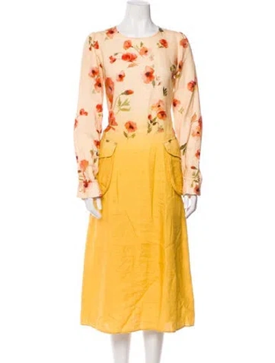 Pre-owned R13 Floral Print Long Dress In Yellow