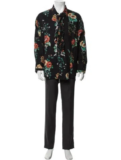 Pre-owned R13 Floral Print Long Sleeve Shirt In Black