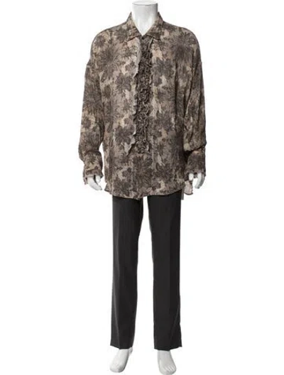Pre-owned R13 Floral Print Long Sleeve Shirt In Brown