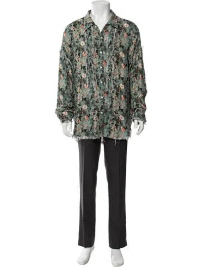Pre-owned R13 Floral Print Long Sleeve Shirt In Green