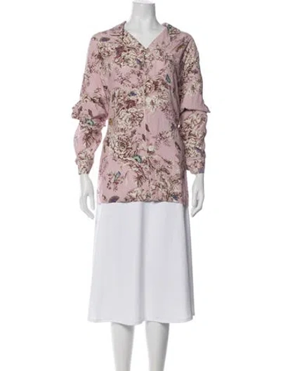 Pre-owned R13 Floral Print Long Sleeve Top In Pink