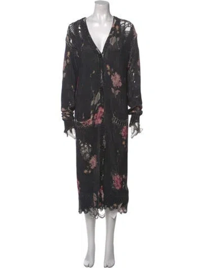 Pre-owned R13 Floral Print Midi Length Dress In Black