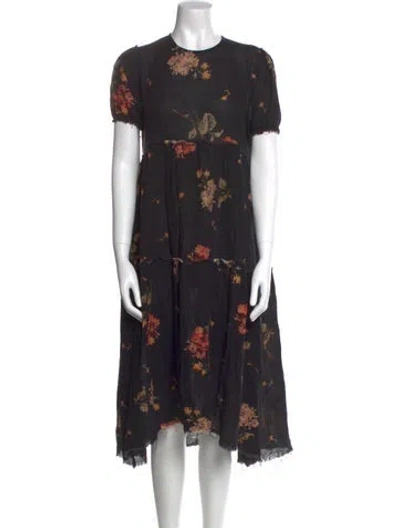 Pre-owned R13 Floral Print Midi Length Dress In Black