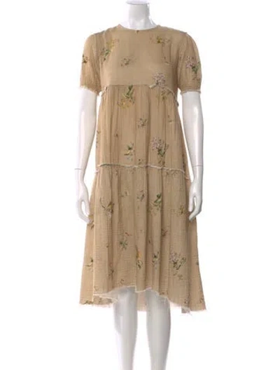 Pre-owned R13 Floral Print Midi Length Dress In Brown
