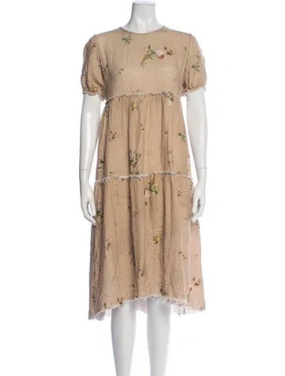 Pre-owned R13 Floral Print Midi Length Dress In Brown