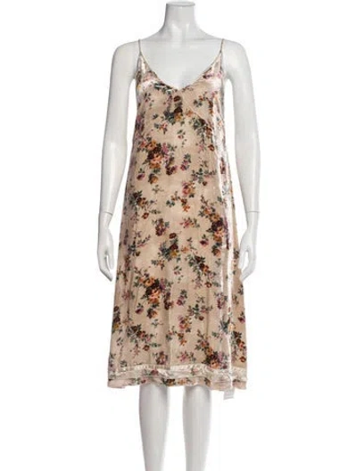 Pre-owned R13 Floral Print Midi Length Dress In Brown