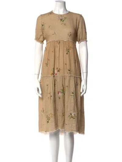 Pre-owned R13 Floral Print Midi Length Dress In Brown