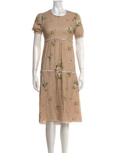 Pre-owned R13 Floral Print Midi Length Dress In Neutrals