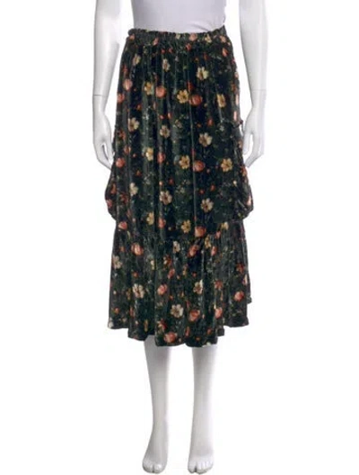 Pre-owned R13 Floral Print Midi Length Skirt W/ Tags In Black