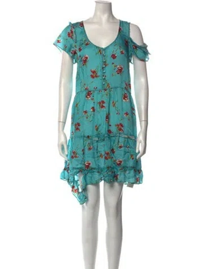 Pre-owned R13 Floral Print Mini Dress In Blue