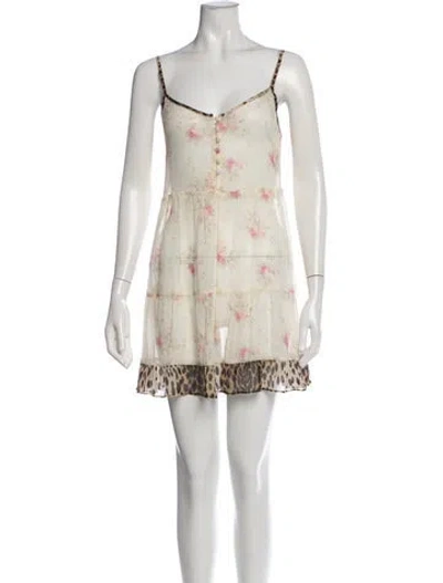 Pre-owned R13 Floral Print Mini Dress In Neutral