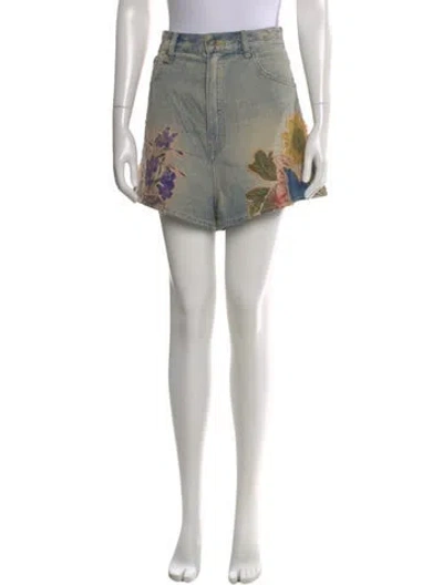 Pre-owned R13 Floral Print Mini Shorts In Blue