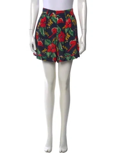 Pre-owned R13 Floral Print Mini Shorts In Blue/red