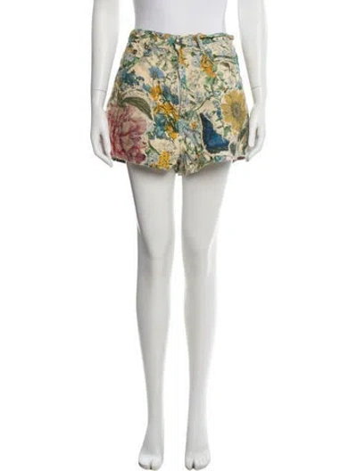 Pre-owned R13 Floral Print Mini Shorts In Yellow