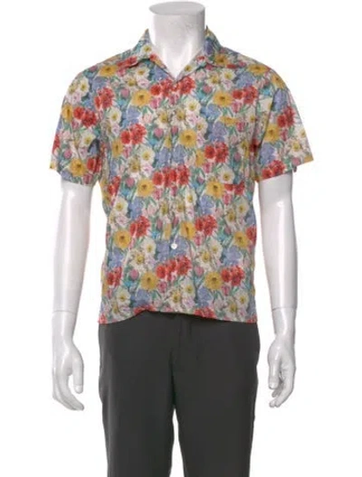 Pre-owned R13 Floral Print Short Sleeve Shirt In Blue