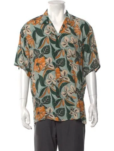 Pre-owned R13 Floral Print Short Sleeve Shirt In Green
