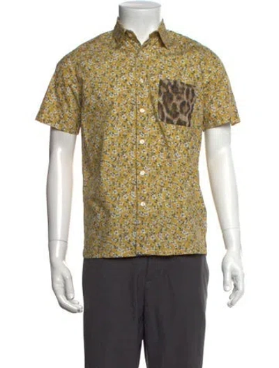 Pre-owned R13 Floral Print Short Sleeve Shirt In Yellow