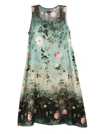 R13 FLORAL-PRINT SILK DRESS