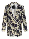 R13 Floral-print Single-breasted Blazer In Black