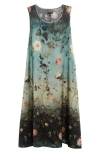 R13 Floral Print Sleeveless Midi Dress In Green