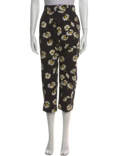 Pre-owned R13 Floral Print Straight Leg Pants In Black