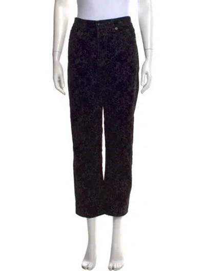 Pre-owned R13 Floral Print Straight Leg Pants In Black