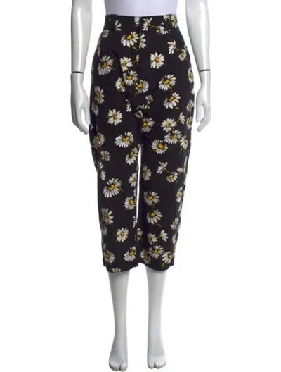 Pre-owned R13 Floral Print Straight Leg Pants In Black