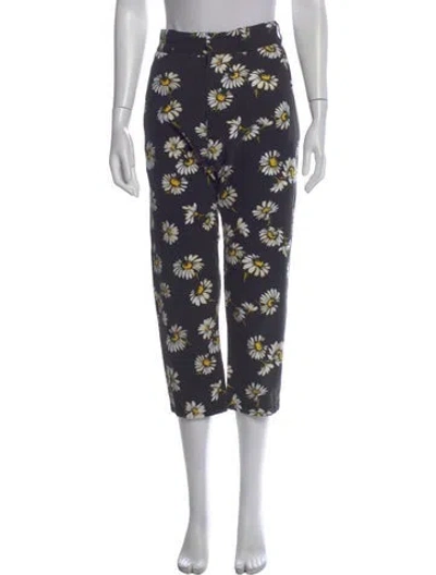 Pre-owned R13 Floral Print Straight Leg Pants In Blue