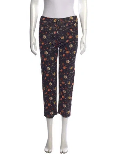 Pre-owned R13 Floral Print Straight Leg Pants In Blue