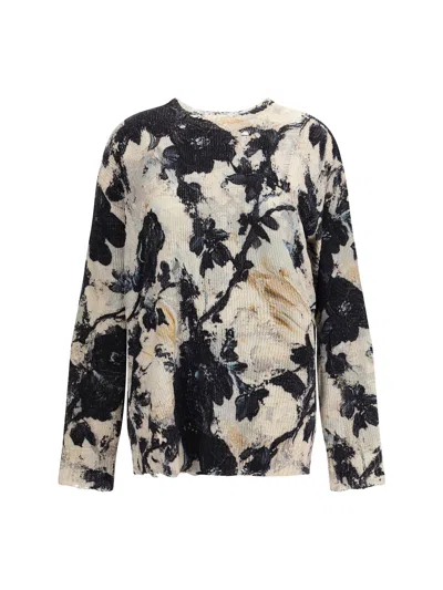R13 Floral Print Sweater In Neutral