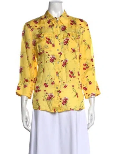 Pre-owned R13 Floral Print Three-quarter Sleeve Button-up Top In Yellow