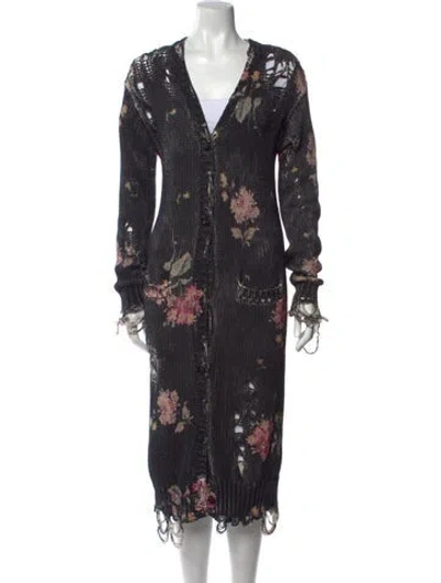 Pre-owned R13 Floral Print V-neck Sweater In Black