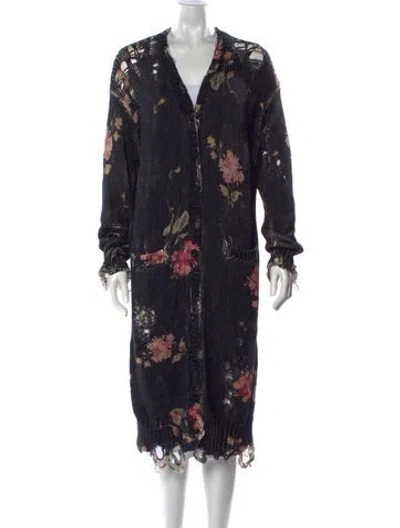 Pre-owned R13 Floral Print V-neck Sweater In Black