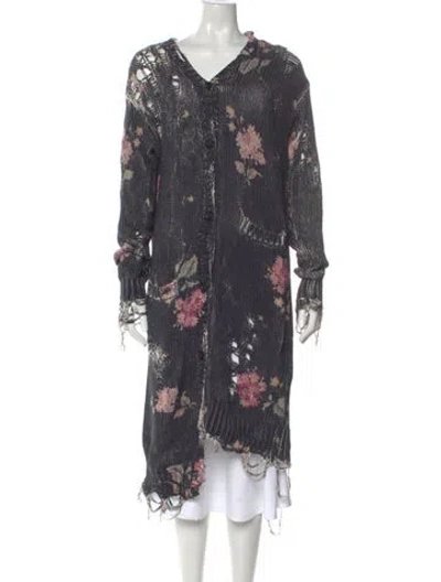 Pre-owned R13 Floral Print V-neck Sweater In Black