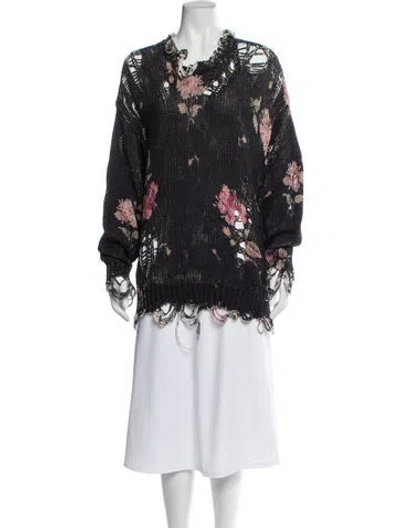 Pre-owned R13 Floral Print V-neck Sweater In Black