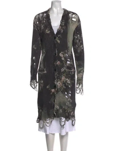 Pre-owned R13 Floral Print V-neck Sweater In Black