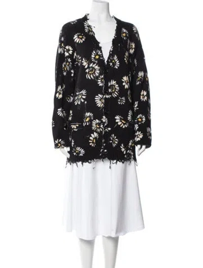 Pre-owned R13 Floral Print V-neck Sweater In Black