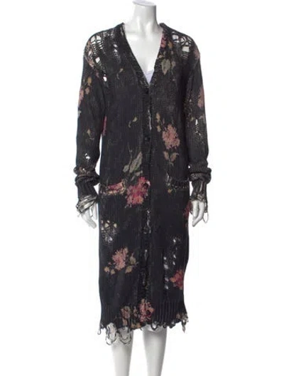 Pre-owned R13 Floral Print V-neck Sweater In Black