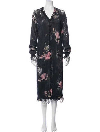 Pre-owned R13 Floral Print V-neck Sweater In Black