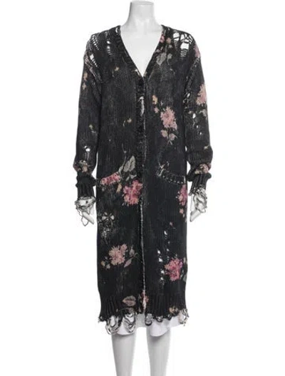 Pre-owned R13 Floral Print V-neck Sweater In Black/blue