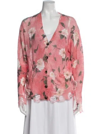 Pre-owned R13 Floral Print V-neck Sweater In Pink