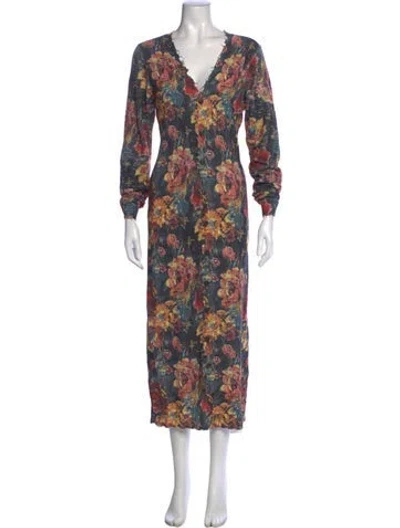 Pre-owned R13 Floral Print V-neck Sweater W/ Tags In Blue