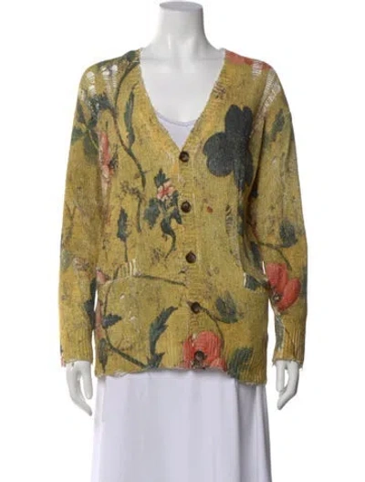 Pre-owned R13 Floral Print V-neck Sweater W/ Tags In Green