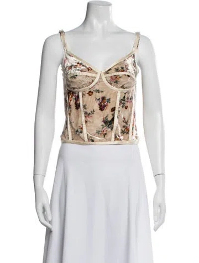 Pre-owned R13 Floral Print V-neck Top W/ Tags In Neutral