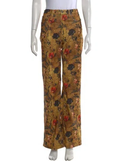 Pre-owned R13 Floral Print Wide Leg Pants In Brown