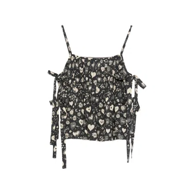 R13 Floral Print With Side Ties Tank Top In Black