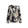 R13 Floral Print Sweater In Black