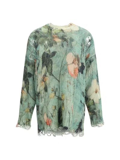 R13 Floral Printed Sweater In Blue